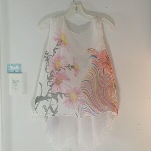 Per Se 100% Silk Floral Multicolored Top